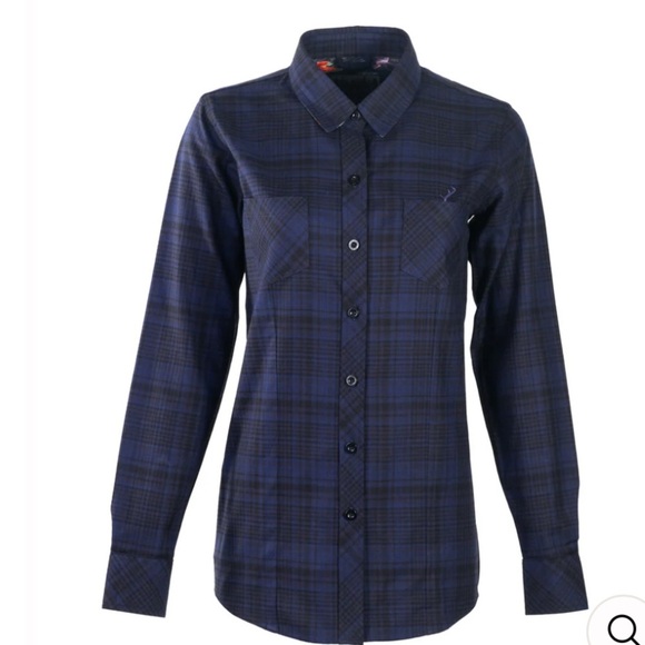 pladra Tops - Pladra Every Day Flannel Shirt Anadromous Blue fishing button front plaid small